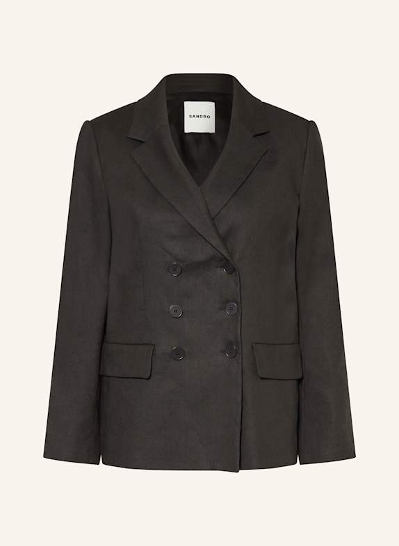 SANDRO Blazer mit Leinen SCHWARZ
