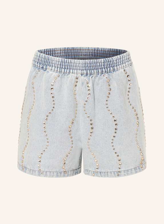 SANDRO Jeansshorts mit Schmucksteinen HELLBLAU