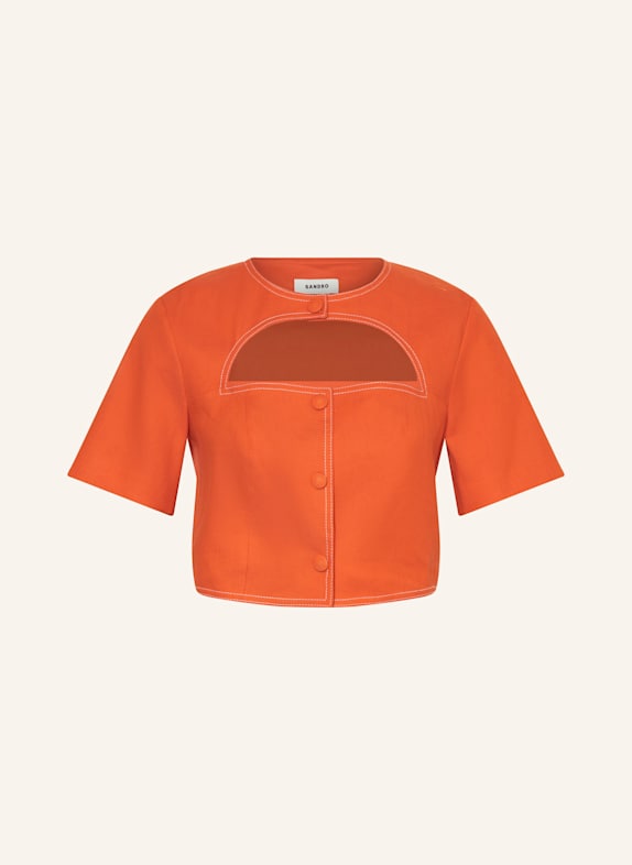 SANDRO Cropped-Shirt mit Leinen und Cut-out ORANGE