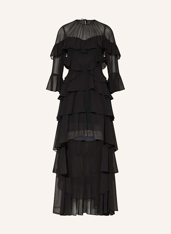 ALLSAINTS Kleid NAT mit Volants und 3/4-Arm SCHWARZ