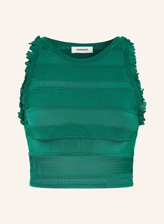 SANDRO Cropped-Top mit Spitze GRÜN