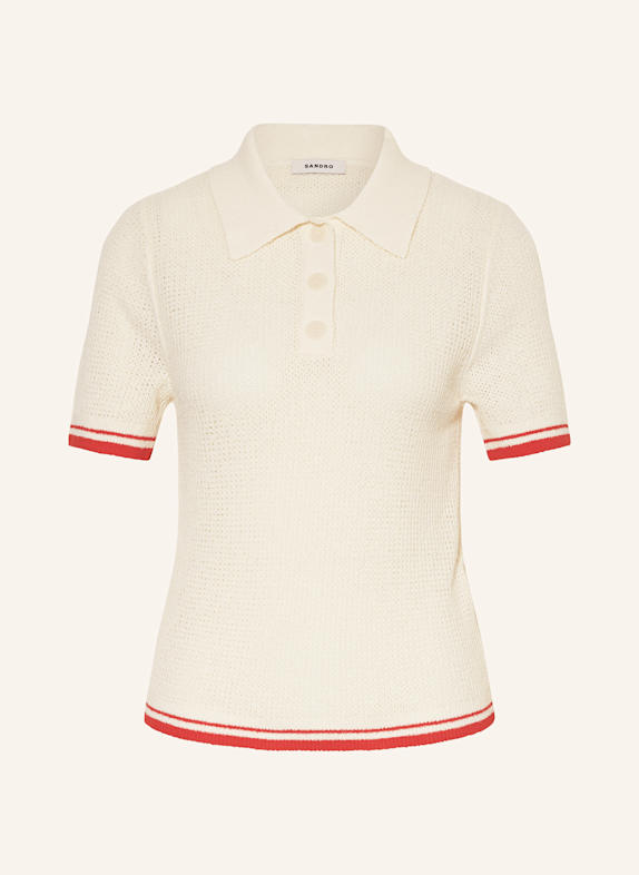 SANDRO Strick-Poloshirt CREME/ ROT