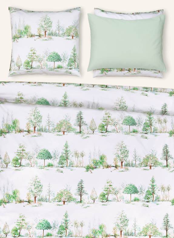 Christian Fischbacher Bettwäsche TREES WEISS / GRÜN