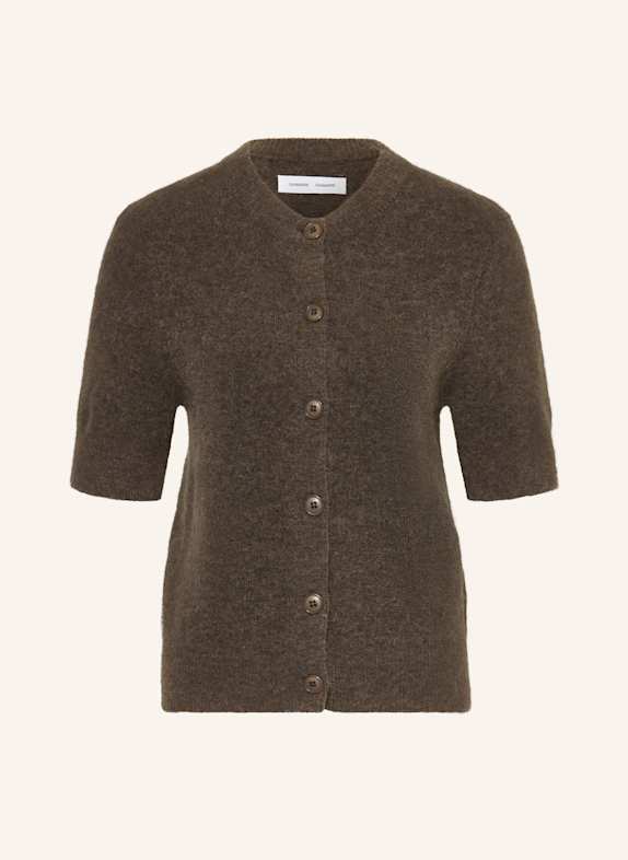 SAMSØE  SAMSØE Pletený kabátek SANOURA s merino vlnou a alpakou TMAVĚ HNĚDÁ