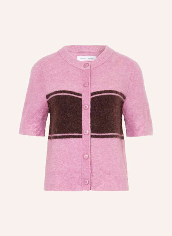 SAMSØE  SAMSØE Pletený kabátek SANOURA s merino vlnou a alpakou RŮŽOVÁ / FUCHSIOVÁ