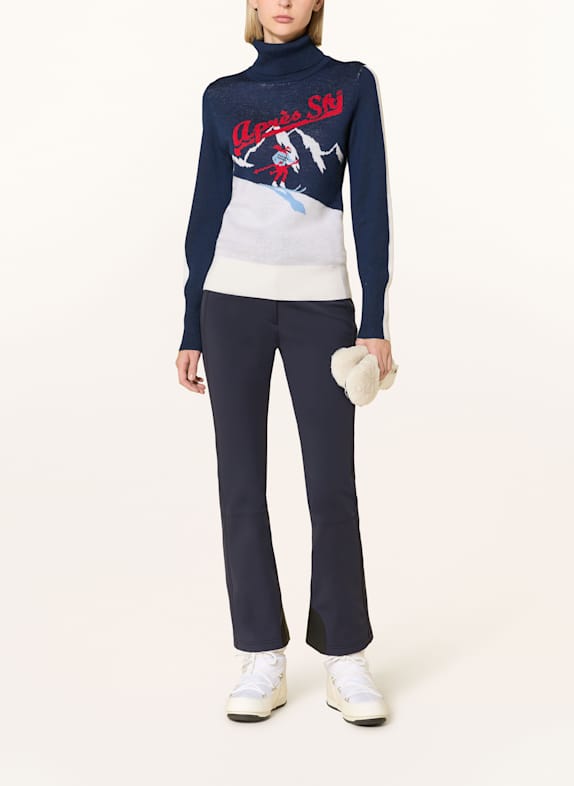 WE NORWEGIANS Trui met col AFTER SKI van merinowol DONKERBLAUW
