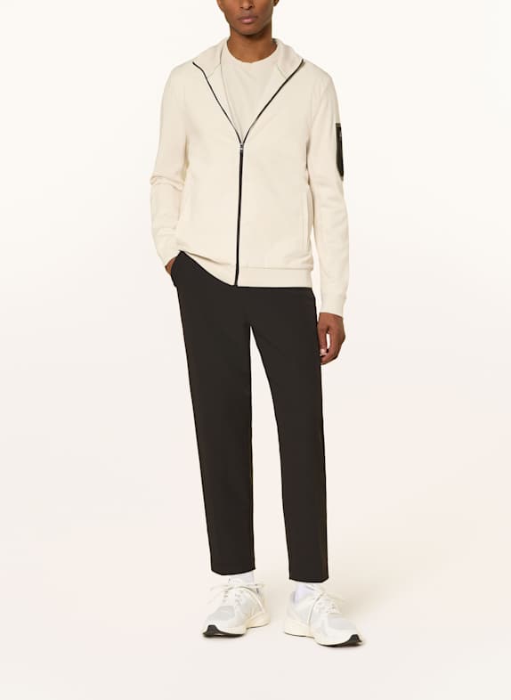 BOSS Strickjacke MOMENTUM im Materialmix mit Merinowolle ECRU