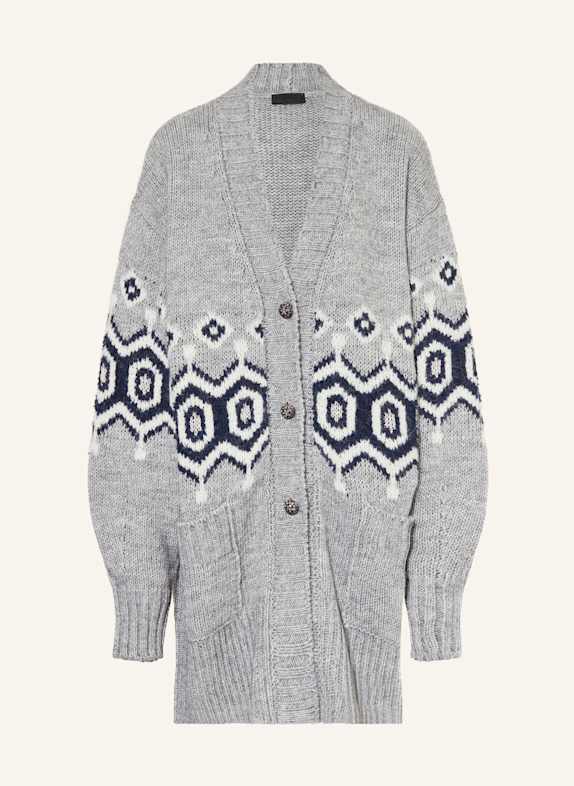 LIU JO Strickjacke mit Glitzergarn GRAU / DUNKELBLAU / WEISS