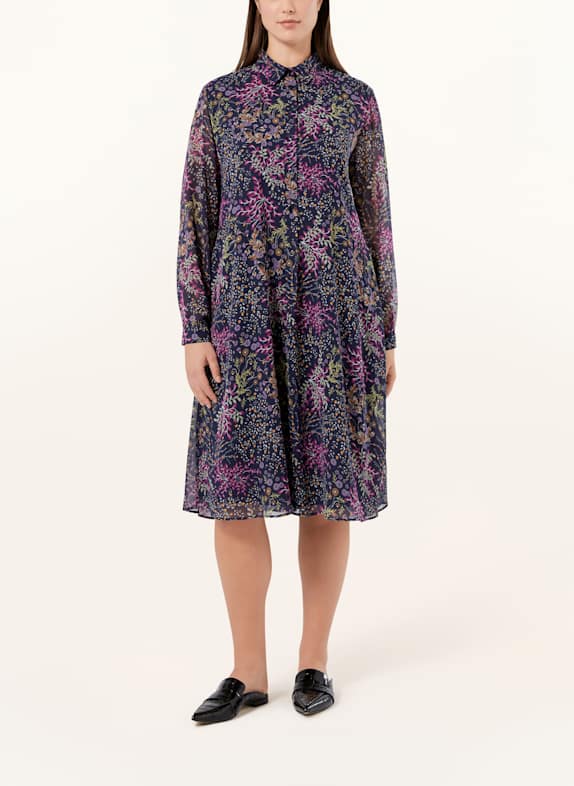 MARINA RINALDI Hemdblusenkleid UVINA DUNKELBLAU / FUCHSIA / HELLGRÜN