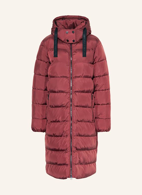 FUCHS SCHMITT Prošívaný kabát s odnímatelnou kapucí TMAVĚ ČERVENÁ