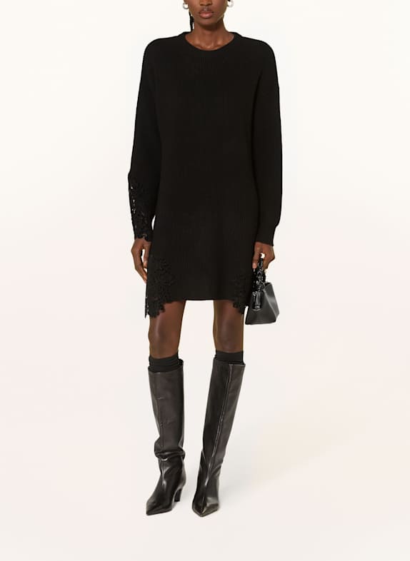 PINKO Strickkleid VALLEDAOSTA mit Spitze SCHWARZ