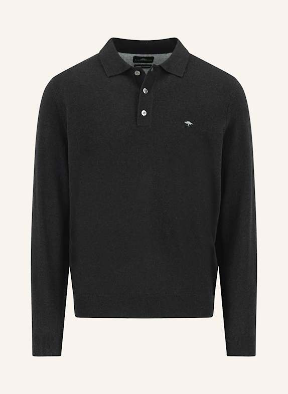 FYNCH-HATTON Strick-Poloshirt aus Merinowolle DUNKELGRAU