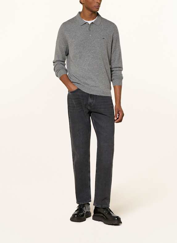 FYNCH-HATTON Gebreid poloshirt van merinowol GRIJS