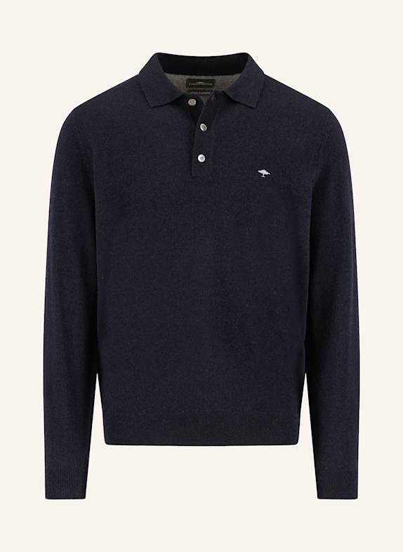FYNCH-HATTON Strick-Poloshirt aus Merinowolle DUNKELBLAU