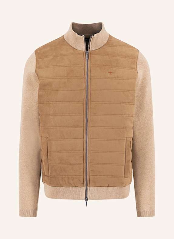 FYNCH-HATTON Strickjacke im Materialmix HELLBRAUN