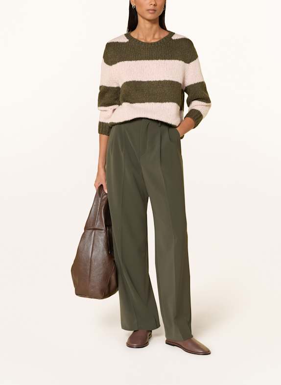 oui Pullover mit 3/4-Arm KHAKI / HELLROSA