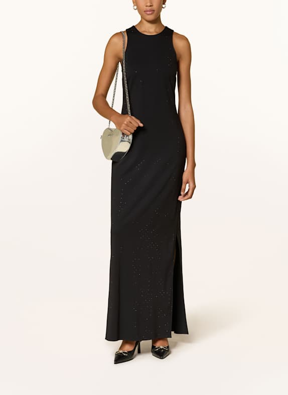 HUGO Jerseykleid KILUNI mit Schmucksteinen SCHWARZ