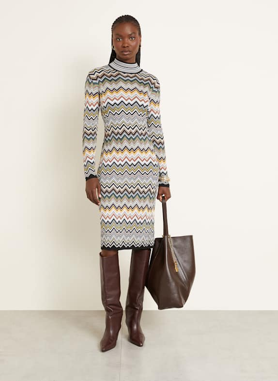 MISSONI Knit dress BLACK / WHITE / YELLOW