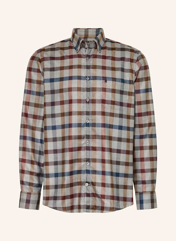 RAGMAN Flanellhemd Comfort Fit GRAU / DUNKELROT / DUNKELBLAU