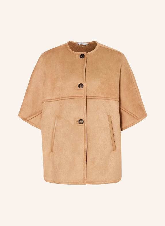 Max Mara Cape ZAZA in Lederoptik CAMEL