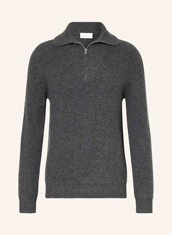 PROFUOMO Sweter typu troyer CZIEMNOSZARY