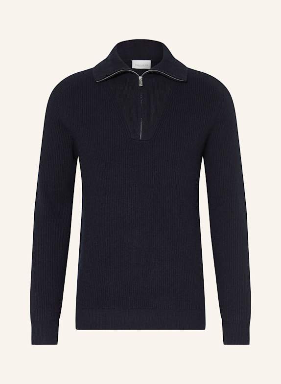 PROFUOMO Sweter typu troyer GRANATOWY