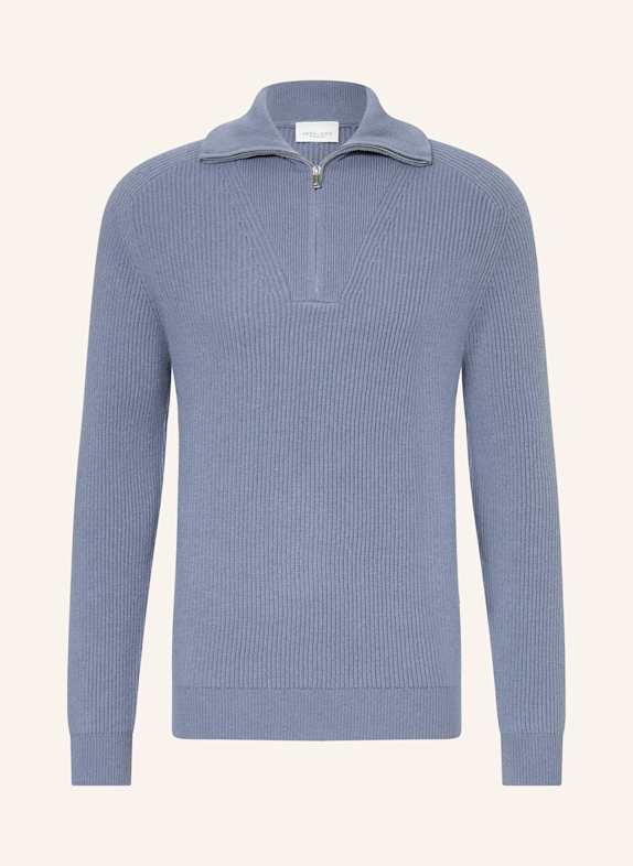 PROFUOMO Sweter typu troyer SZARONIEBIESKI