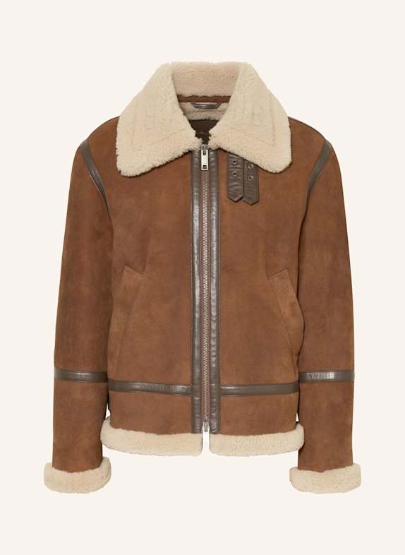 GANT Lederjacke BRAUN / CREME