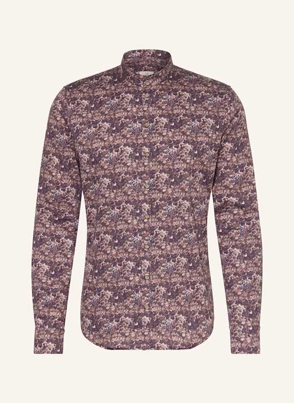 Q1 Manufaktur Hemd Regular Fit mit Stehkragen DUNKELROT / DUNKELBRAUN / ALTROSA