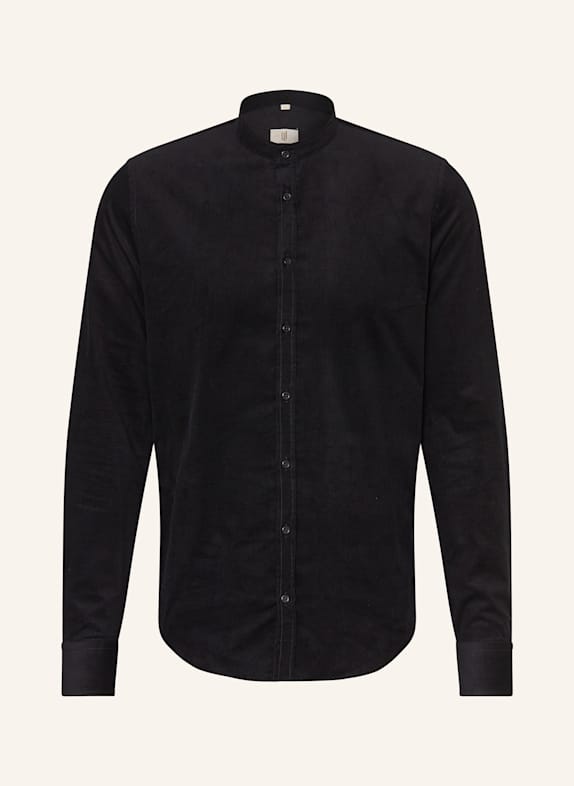 Q1 Manufaktur Cordhemd Regular Fit mit Stehkragen SCHWARZ