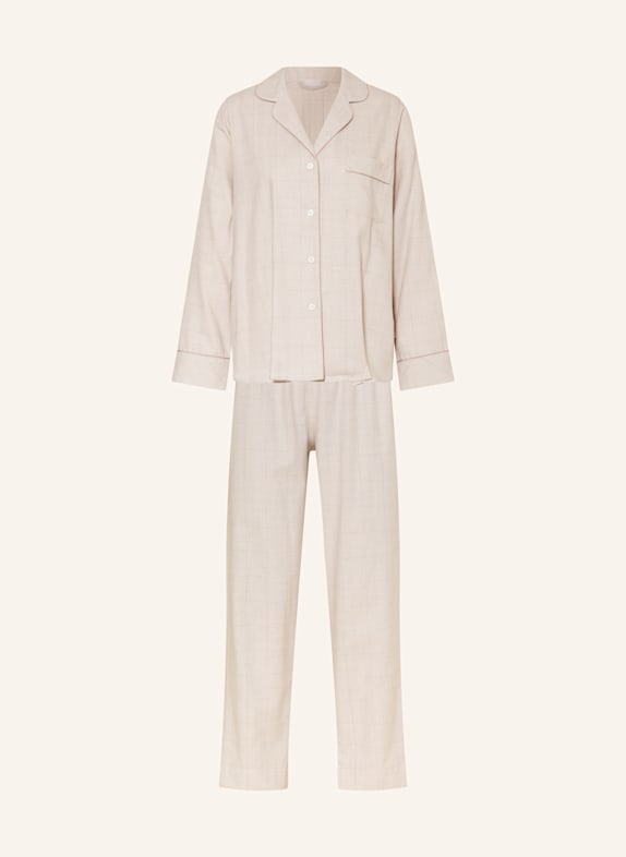 zimmerli Schlafanzug COZY FLANELL aus Flanell HELLGRAU / ECRU