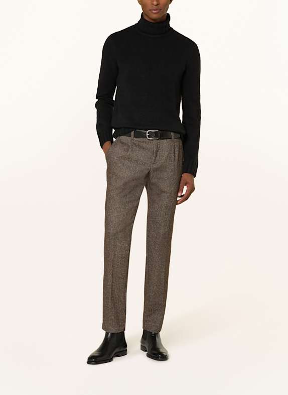 ALBERTO Flanellen broek LOU Regular Fit MARRON FONCÉ