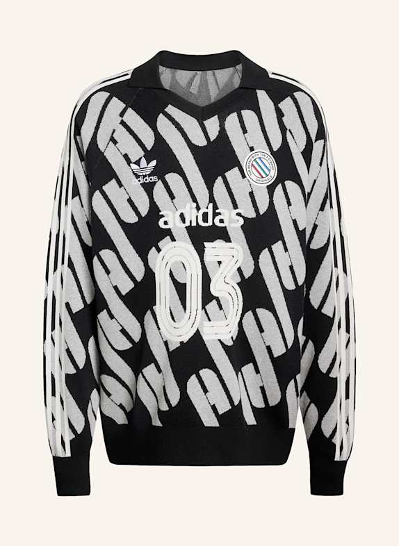 adidas Originals Strick-Poloshirt ADICOLOR BLOKECORE UNISEX SCHWARZ/ HELLGRAU/ WEISS