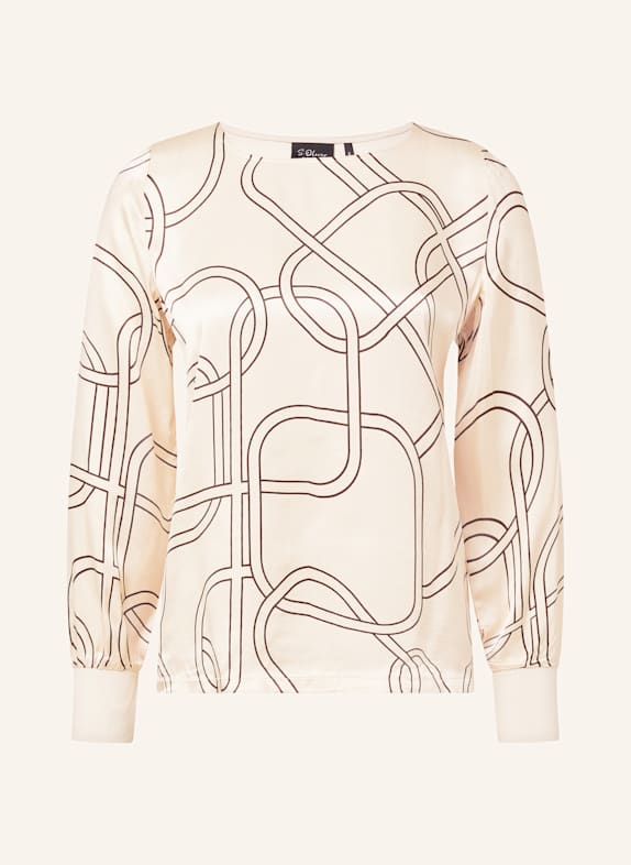 s.Oliver BLACK LABEL Halenka ze směsi materiálů KRÉMOVÁ / TMAVĚ HNĚDÁ