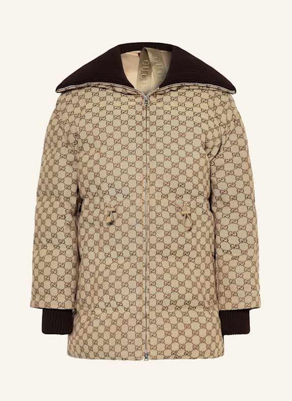 GUCCI Steppjacke CAMEL / DUNKELBRAUN
