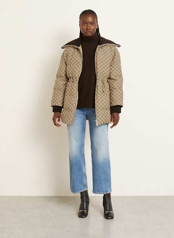 GUCCI Steppjacke CAMEL / DUNKELBRAUN