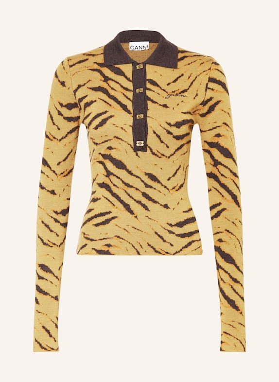 GANNI Longsleeve aus Merinowolle GELB / SCHWARZ / DUNKELGELB