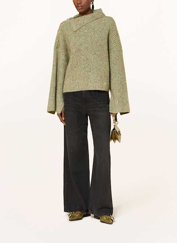GANNI Trui met mohair LICHTGROEN