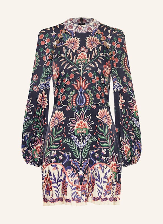 FARM RIO Satinkleid MARVELOUS GARDEN DUNKELBLAU / HELLROT / GRÜN