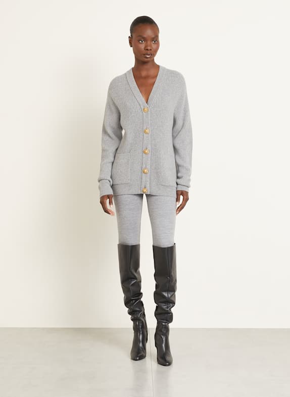 BALMAIN Cardigan with cashmere GRAY