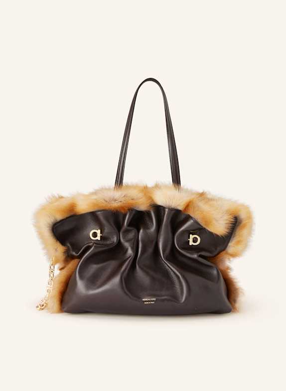 FERRAGAMO Torebka CIEMNOBRĄZOWY