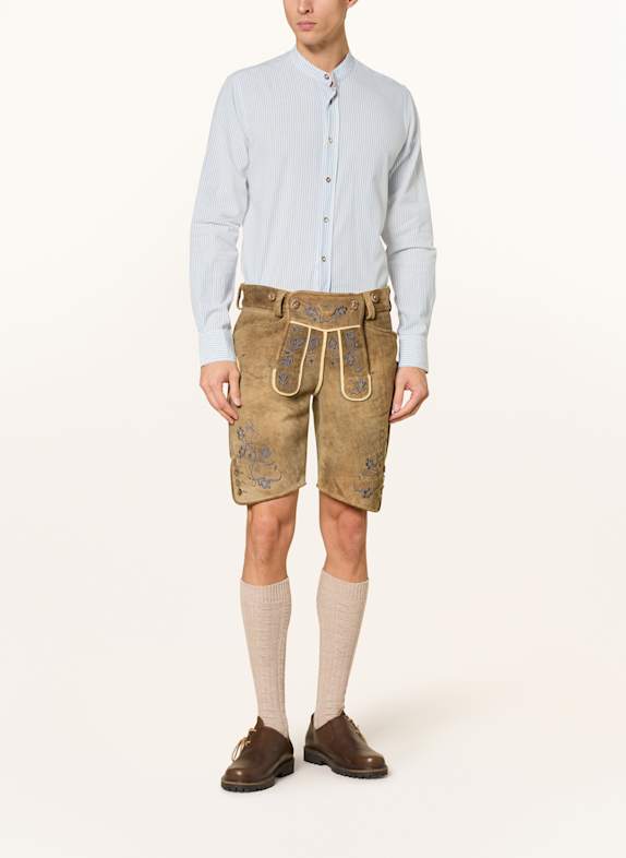 DU4 Traditionel skjorte HANSI Slim Fit med stående krave BLÅ / HVID