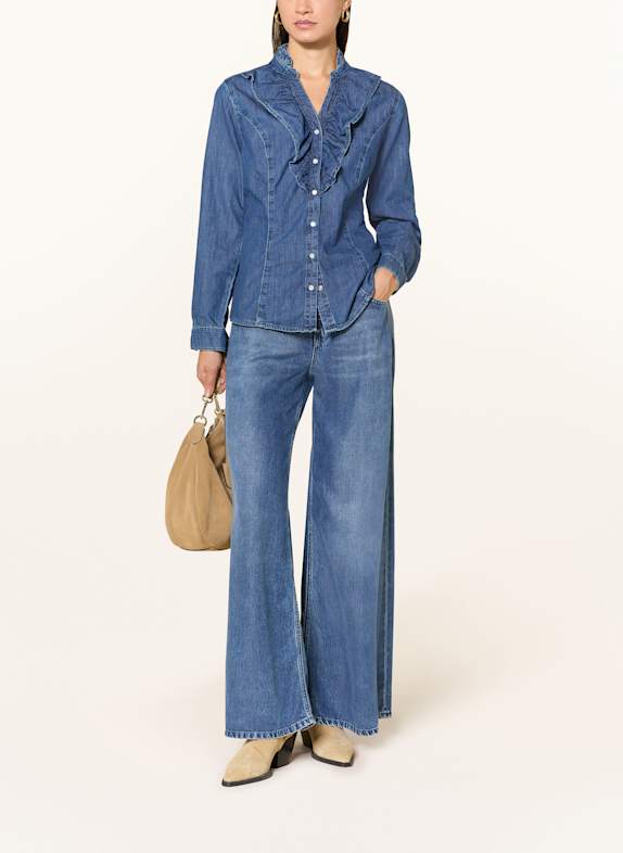 MORE & MORE Jeansbluse BLAU