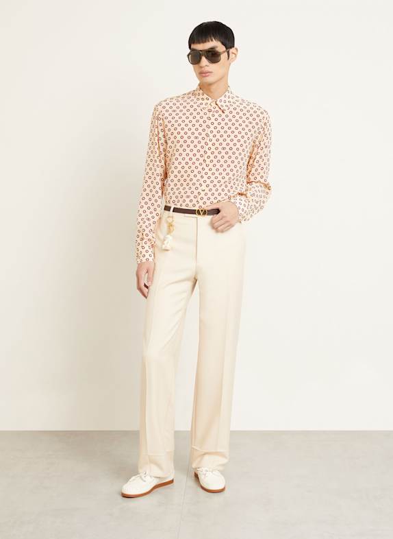 VALENTINO Hedvábná košile Regular Fit KRÉMOVÁ