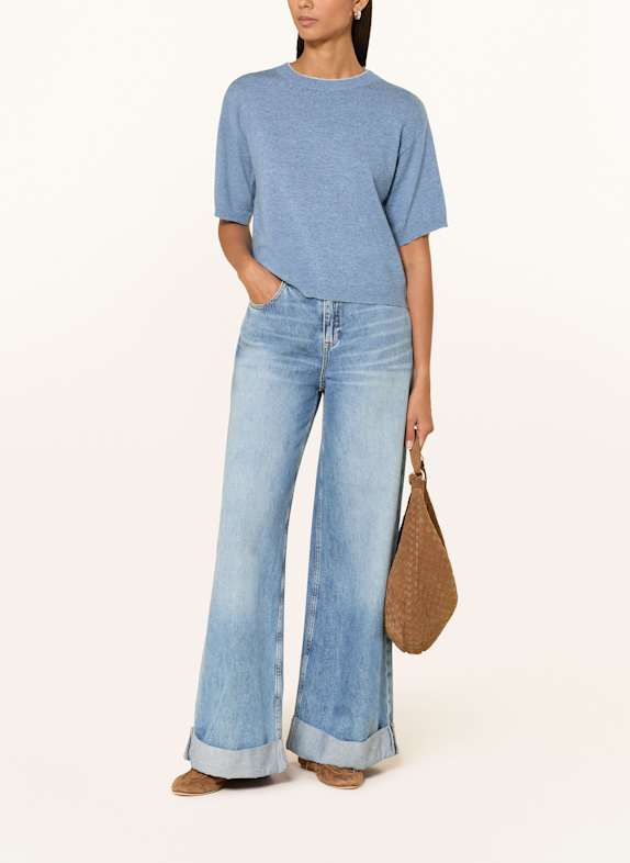 darling harbour Úpletové tričko z kašmíru denim melange / sky blue