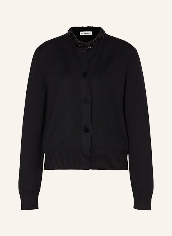 JIL SANDER Strickjacke mit Pailletten SCHWARZ