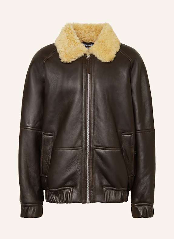 JACQUEMUS Lederjacke LE BOMBARDIER DUNKELBRAUN