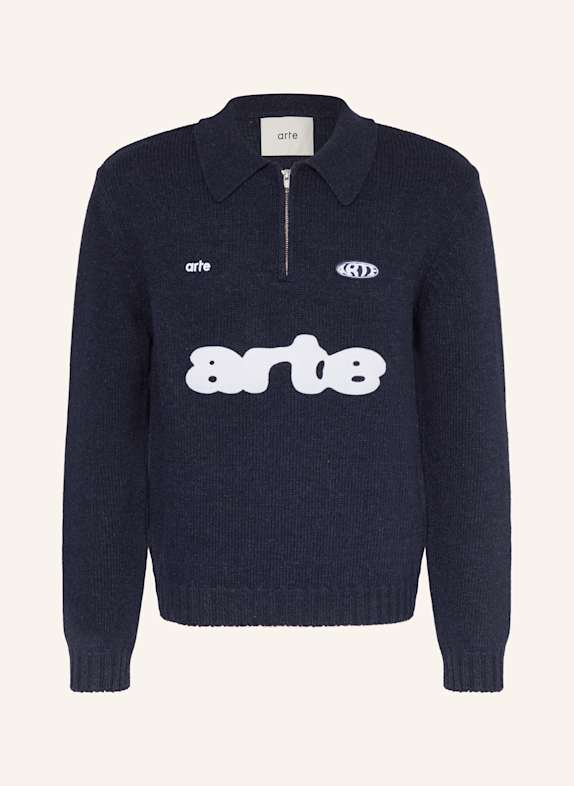 Arte Antwerp Strick-Poloshirt DUNKELBLAU