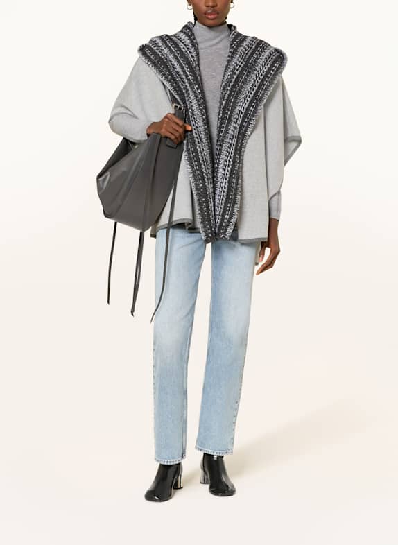 FABIANA FILIPPI Cape mit abnehmbarer Kapuze GRAU / DUNKELGRAU