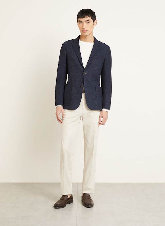 ZEGNA Jersey colbert Regular Fit DONKERBLAUW